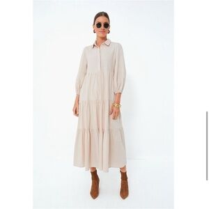Pomander Place by Tuckernuck Sandstone Mabel Maxi Dress sz M Tier Long Sleeve